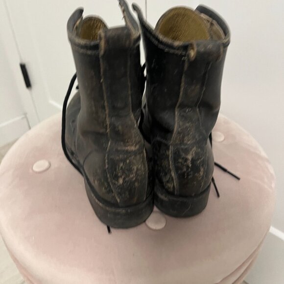 Frye Veronica Dark Brown Combat Distressed Combat Boots Size 8.5 - Picture 5 of 9